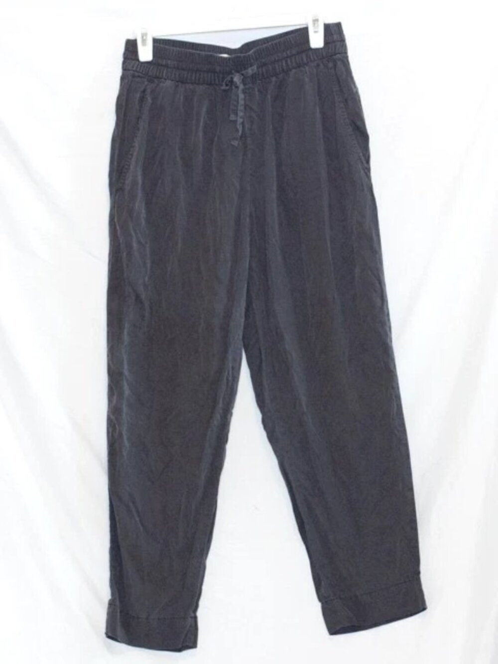 Everlane Tencell Lyocell Dark Grey Satin Joggers Pants Elastic Waist Relaxed M